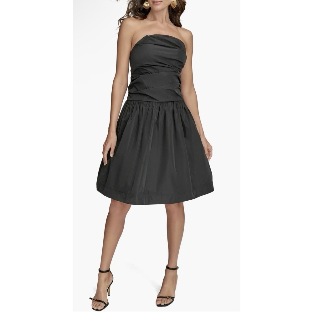 Donna Karan Strapless Minidress Drop Waist Size 8 Little Black Cocktail Dress